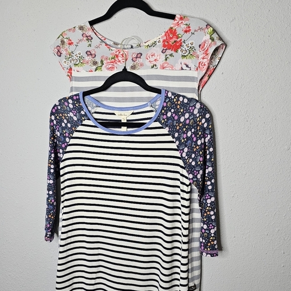 Matilda Jane Set of 2 Womens Short Sleeve Striped Shirts Size S Small‎ - Picture 1 of 16
